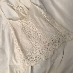 White lace camisole crop top